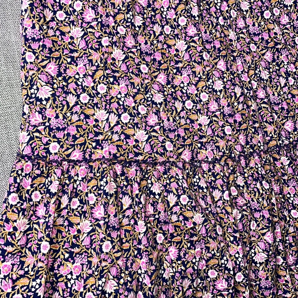 Old Navy Waist Defined Midi Dress Womens Large Multicolor Floral Smocked Bodice - Picture 4 of 13